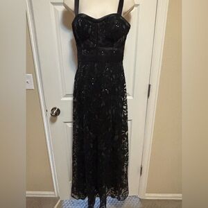 Special occasion Black floral sheer dress